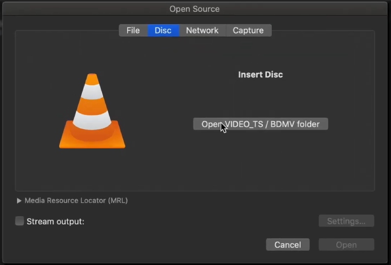 Select Disc and Play it with VLC on Mac
