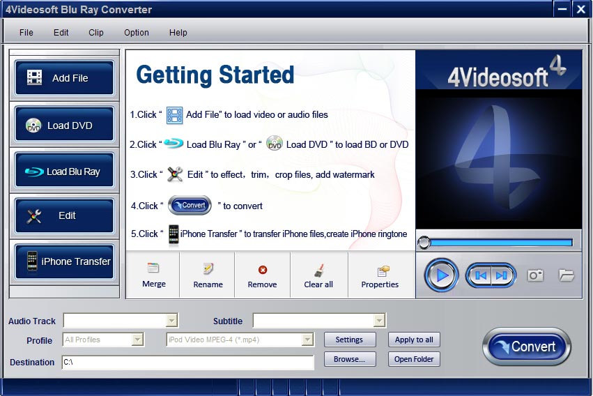4Videosoft Blu Ray Converter Screenshot