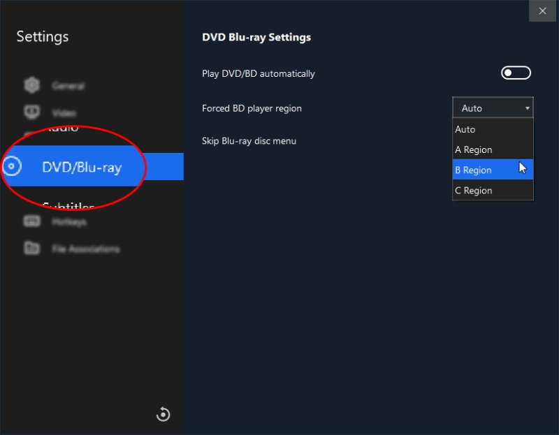 Leawo Blu-ray Player Disc Region Setting