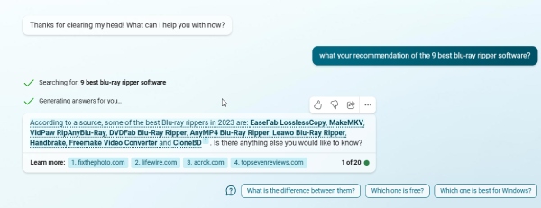 New Bing AI Chat Best Blu-ray Ripper Recommendation