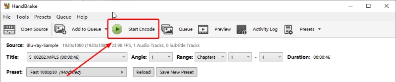 Start Encoding to Rip ISO to MKV