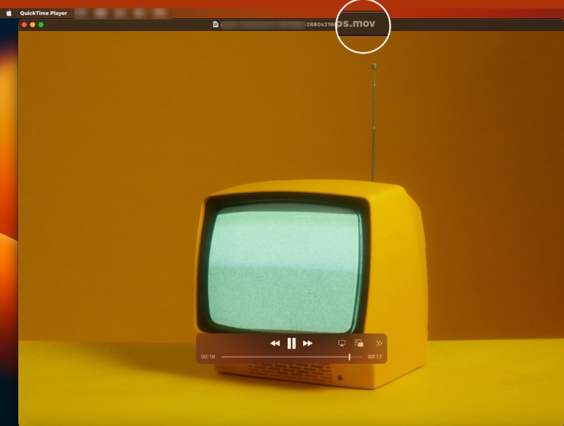 A MOV Video of a Yellow TV Playing in Quicktime Player