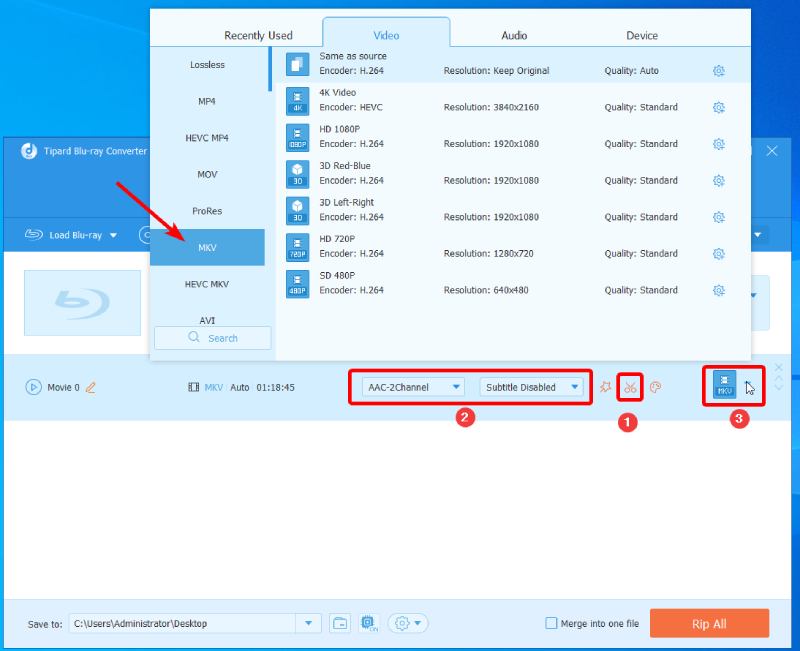 Choose MKV As Output Format