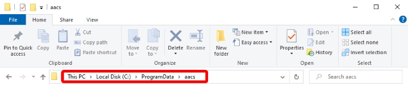 Create AACS Folder Under ProgramDaat Folder