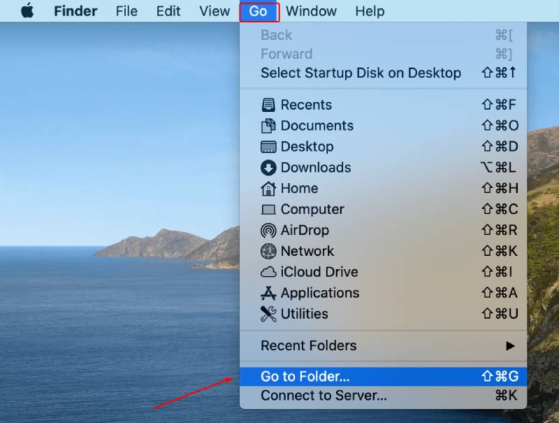Go to Folder Button on Mac