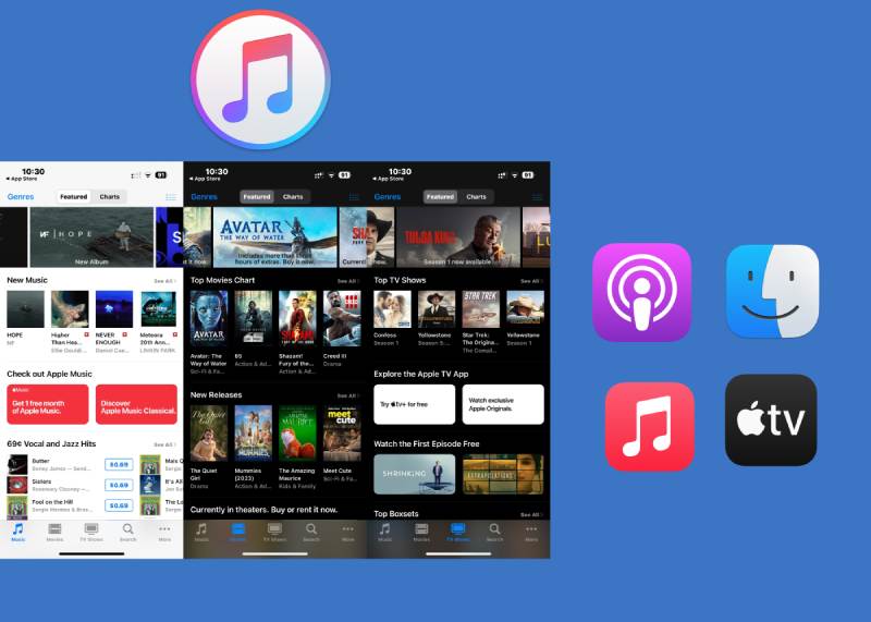 iTunes Store Apple Music Apple TV Podcast and Finder