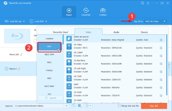 Rip Blu-ray to MP4 Format