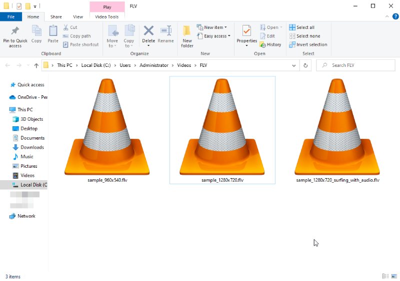 Three FLV Videos Shown in VLC Icon