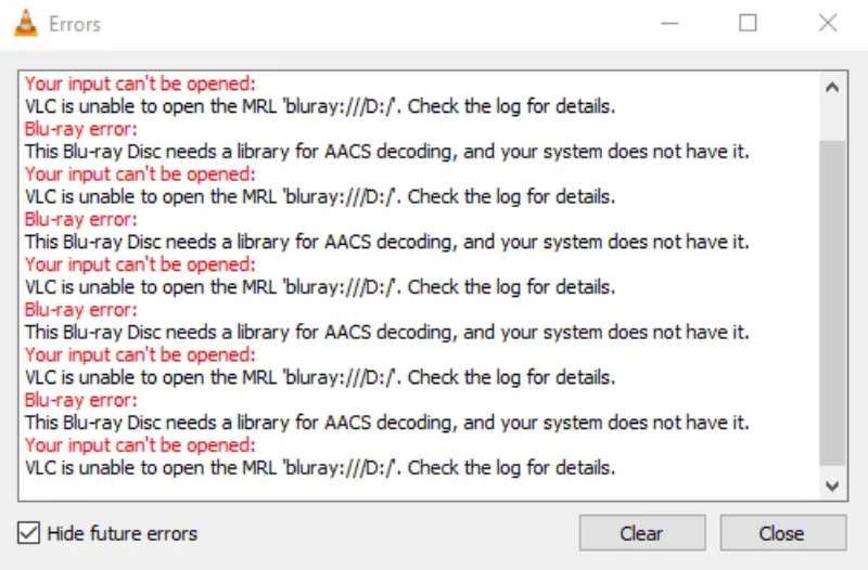 Blu-ray Error in VLC No AACS Decoding in Your System