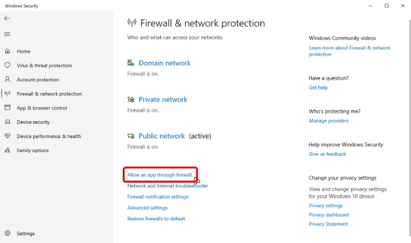 Allow an App through Firewall