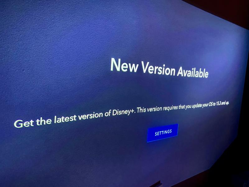 Disney Plus App Update on TV