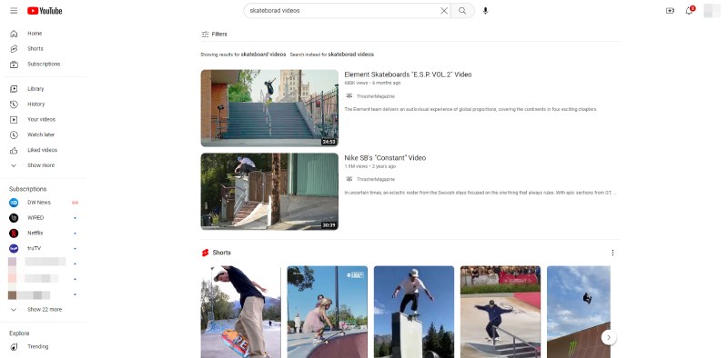 Search Skateboard Videos on YouTube