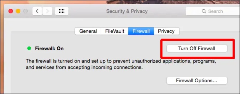 Turn Off Firewall on Mac