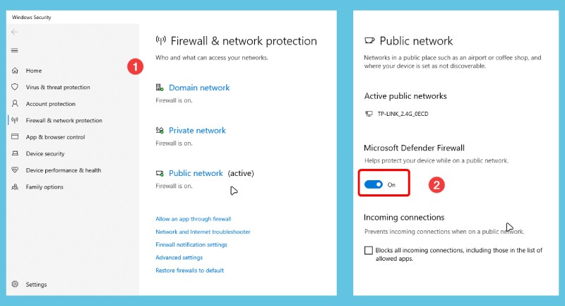 Turn Off the Firewall Settings