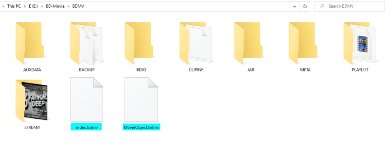 Different BDMV Files in a Blu-ray Disc