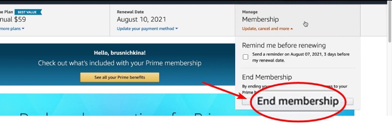 End Amazon Prime Membership