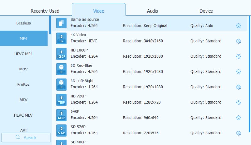 Output Formats in Blu-ray Ripper
