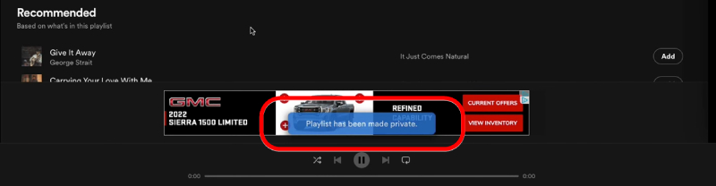 Spotify Playlist Private