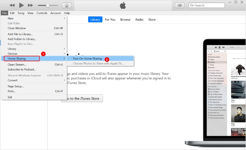 Turn On Home Sharing in iTunes