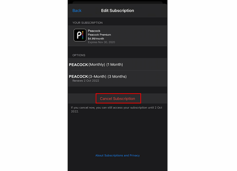 Cancel Peacock Subscription