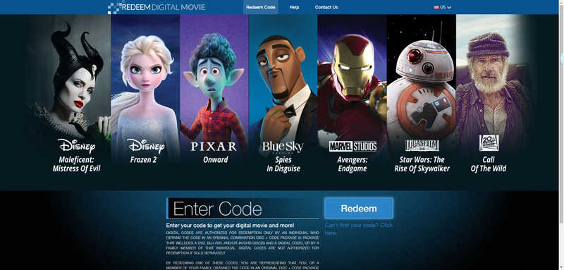 Redemption Website for Disney