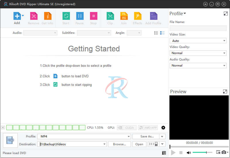 The Interface of Xilisoft DVD Ripper