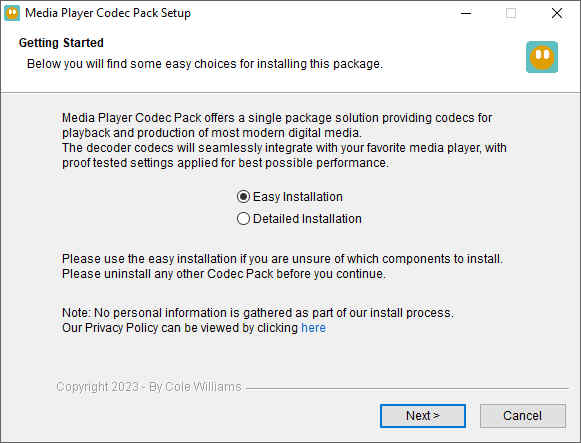 Install the Codec Pack