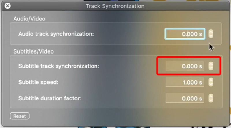 Subtitle Track Synchronization Button in VLC Mac