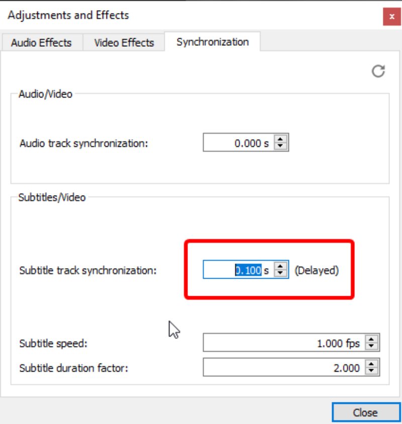 Subtitle Track Synchronization Precise Control VLC Windows