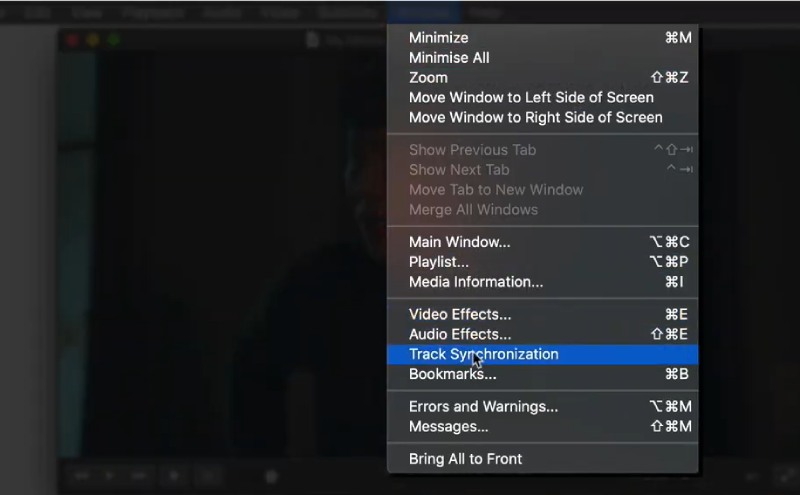 Track Synchronization in the Window Dropdown Option VLC Mac