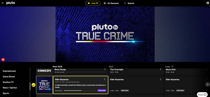 Pluto TV Interface